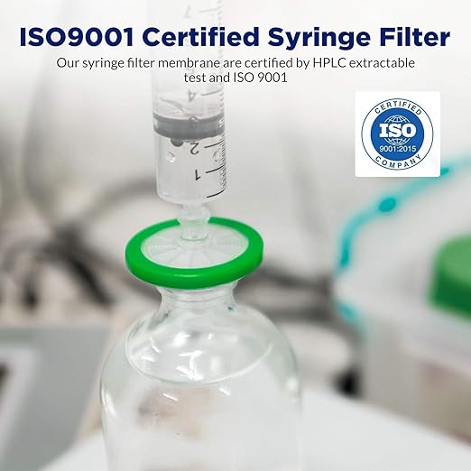 Membrane Solutions 500 Pack Syringe Filter Sterile PES Hydrophilic Filtration 0.22um Pore Size, 33mm Membrane Diameter Sterile PES Membrane Individually Packed