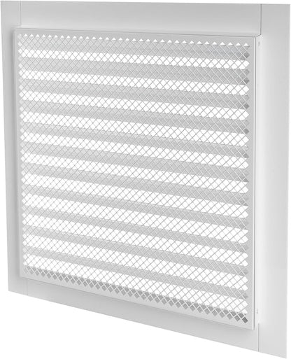 Repa Market 12" x 12" Inch (Inner Dimensions) Galvanized Steel White Soffit Air Vent Cover - Louvered Square Gable Vent with Mesh Screen - Exhaust/Intake Ventilation Grill - Outdoor Metal Duct Grate