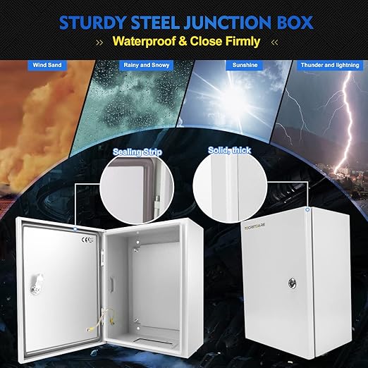 Outdoor Electrical Junction Box, 12 x 10 x 6'' NEMA 4X Enclosure Box, Wall Mounted IP66 Waterproof & Dustproof Lockable Metal Junction Box
