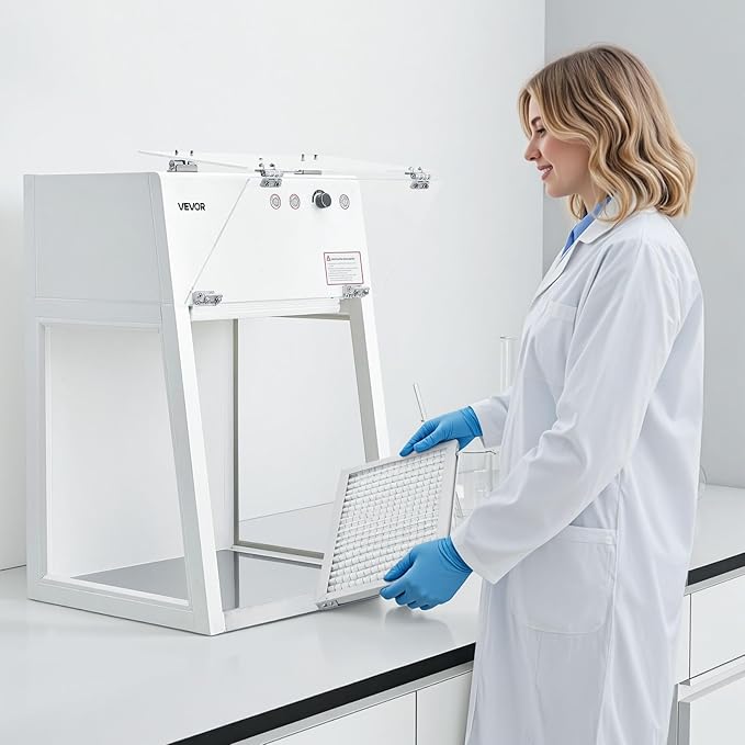 VEVOR Lab Fume Hood Filter, 14.06 x 8.74 x 0.83 in, 5 Pieces Replacement Prefilters for 23.62 x 21.65 in Portable Clean Room to Capture Particles Sized 3-10μm, Non-Woven Filter and Aluminum Frame