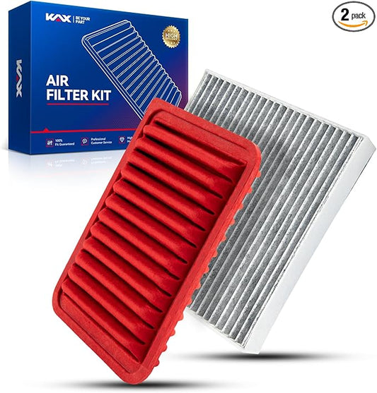 KAX Engine & Cabin Air Filter Kit for Toyota Corolla 2009-2019, Yaris 2007-2018, Matrix 2009-2013, Corolla iM 2017-2018, Scion xD 2008-2014, iM 2016, Pontiac Vibe 2009-2010, Replace# CA10190 CF10285