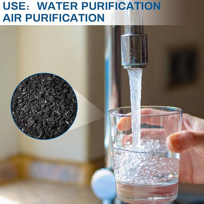 Timgle Bulk Water Air Filter Activated Charcoal Coconut Hull Granular Activated Carbon 10-18 Mesh Water Distiller Charcoal Filters Media for Filtration(25 Lbs)