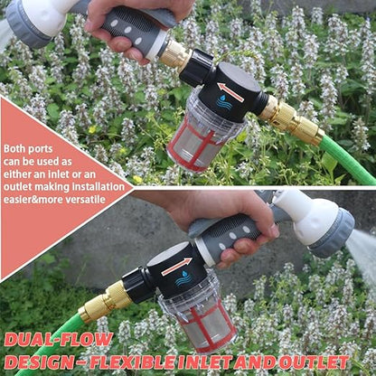 GIEX 200 Mesh Garden Hose Filter with Quick Connect, 3/4" GHT Thread Sediment Trap for Irrigation, Drip System, Misting, Greenhouse & Pressure Washer