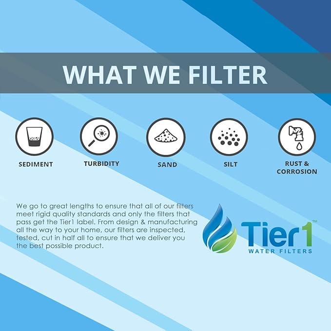 Tier1 5 Micron 10 Inch x 2.5 Inch | 6-Pack Whole House Carbon Block Water Filter Replacement Cartridge | Compatible with Pentek EP-10, 42-34373, 155531-43, CB-25-1005, MAXETW-975, Home Water Filter
