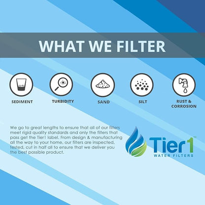 Tier1 10 Micron 10 Inch x 2.5 Inch | 6-Pack Whole House Carbon Block Water Filter Replacement Cartridge | Compatible with Pentek EPM-10, 155634-43, EP-10, CB-25-1010, Home Water Filter