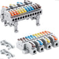 4pcs DIN Rail Terminal Blocks, DIY Splicing Wire Connectors for Circuit Inline 28-12AWG (4 in 12 Out)