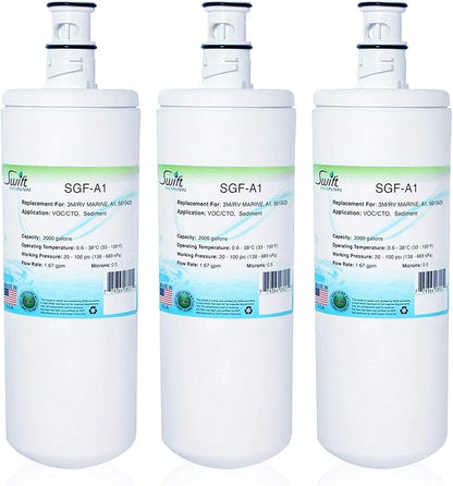 Swift Green Filters SGF-A1 Compatible Commercial Water Filter for 3M/RV MARINE, A1, 5610429, Made in USA, White, 3 Count