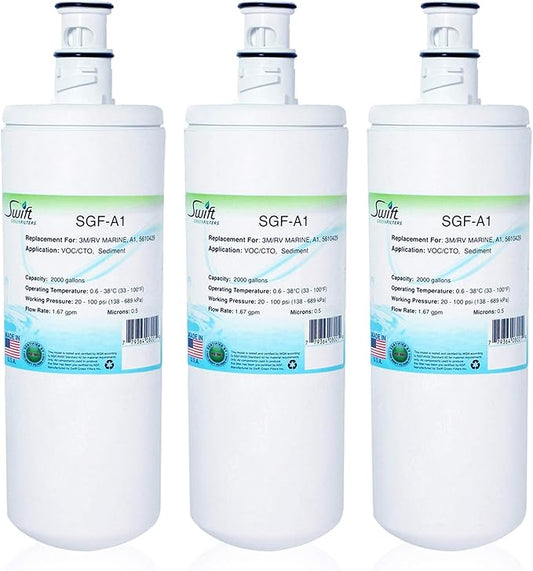 Swift Green Filters SGF-A1 Compatible Commercial Water Filter for 3M/RV MARINE, A1, 5610429, Made in USA, White, 3 Count