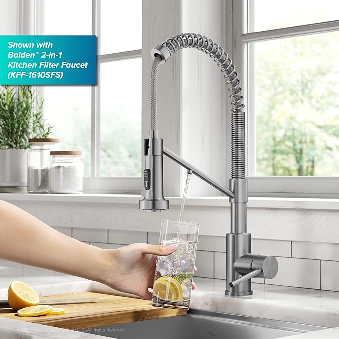 KRAUS Purita 2-Stage Carbon Block Under-Sink Water Filtration System with Digital Display Monitor, FS-1000, White