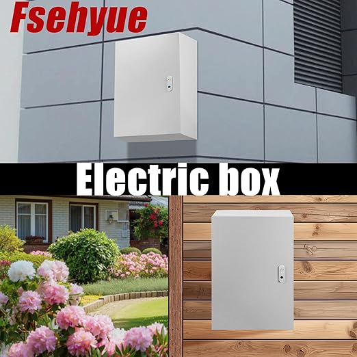 Electrical Box 24 x 16 x 12 Inch Indoor Outdoor Electrical Enclosure Box Steel Junction Box Wall Mounted Universal Electrical Project Box with Safety Locks and Mounting Plates