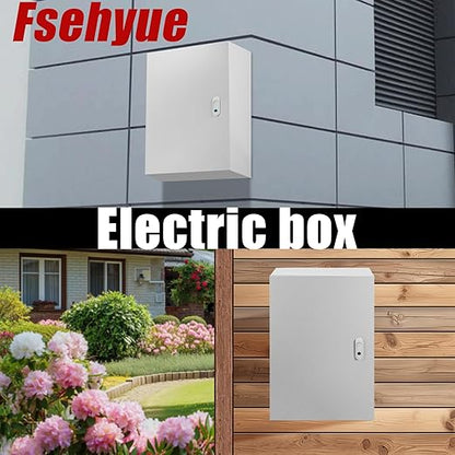 Electrical Box 24 x 16 x 12 Inch Indoor Outdoor Electrical Enclosure Box Steel Junction Box Wall Mounted Universal Electrical Project Box with Safety Locks and Mounting Plates
