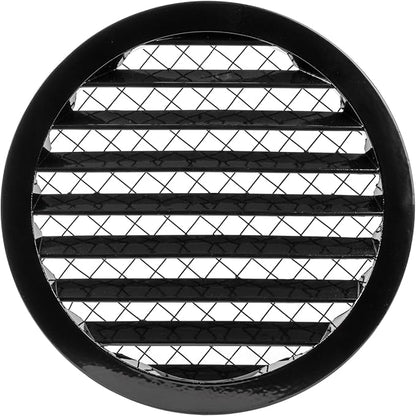 Repa Market 8" Inch Scratch Resistant Black Soffit Air Vent Cover - Aluminum Louvered Round Gable Vent with Mesh Screen - Exhaust/Intake Ventilation Grill for House - Outdoor Metal Duct Grate