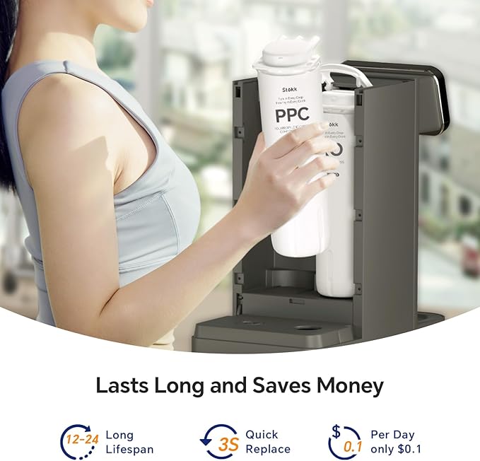 Stokk E1 Reverse Osmosis Water Filter Countertop, 5 Stage RO Water Filter System with Remineralization Glass Pitcher, NSF/ANSI 58&372, Portable No Installation Water Purifier for Home Office