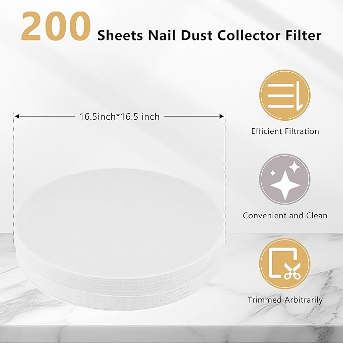 200 Sheets Nail Dust Collector Filter Paper Disposable Nail Dust Filters for Most of Nail Dust Collector Machine Nail Vacuum Dust Collector for Nail Salon Nail Supplies Accessories (new white)