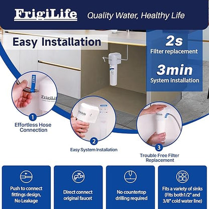 WFS5300A Under Sink Water Filter System, 3 Years, 22000 Gallons, Under Counter Direct Connect Kitchen Faucet, Reduces PFAS, PFOA/PFOS, Lead, Chlorine, Bad Taste & Odor, NSF/ANSI 42 Certified