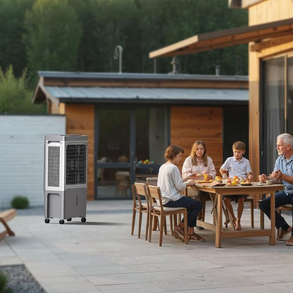 VEVOR Evaporative Air Cooler & Swamp Cooler, 1800 CFM Air Conditioner with 6.8 Gallon Water Reservoir, Remote Control, 12H Timer, 4 Ice Containers, 3 Fan Speeds, Air Humidifier, and Silent Operation