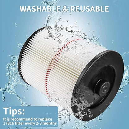 2 Pack - Cartridge Filter for Craftsman 9-17816 17816 Vacuum Filter General Purpose Wet Dry Air Filter Wet Dry Vac fit 5 Gallon and Larger Vacuum Cleaner