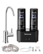 Waterdrop DLG-P Under Sink Water Filter System, Reduces PFAS Chlorine Chloramine Fluoride Odor, 2 Stage Under Sink Water Filtration System with Dedicated Faucet, 2-Outlet Filter, Life Indicator