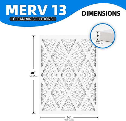 (6 Pack) 14x30x1 Furnace Air Filters, MPR 1900 & FPR 10, MERV 13 Pleated Air Filter (Actual Size: 13.75" x 29.75" x 0.75")