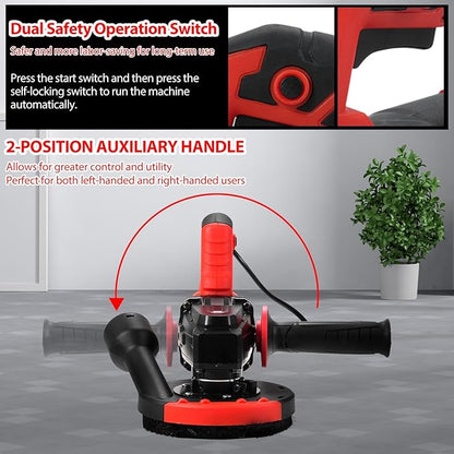 Small Portable Industrial Floor Wall Polisher Handheld Grinding Polishing Machine Concrete Grinder Concrete Surface Planer Dust Extraction Shroud 1200W Motor 9000RPM Auxili