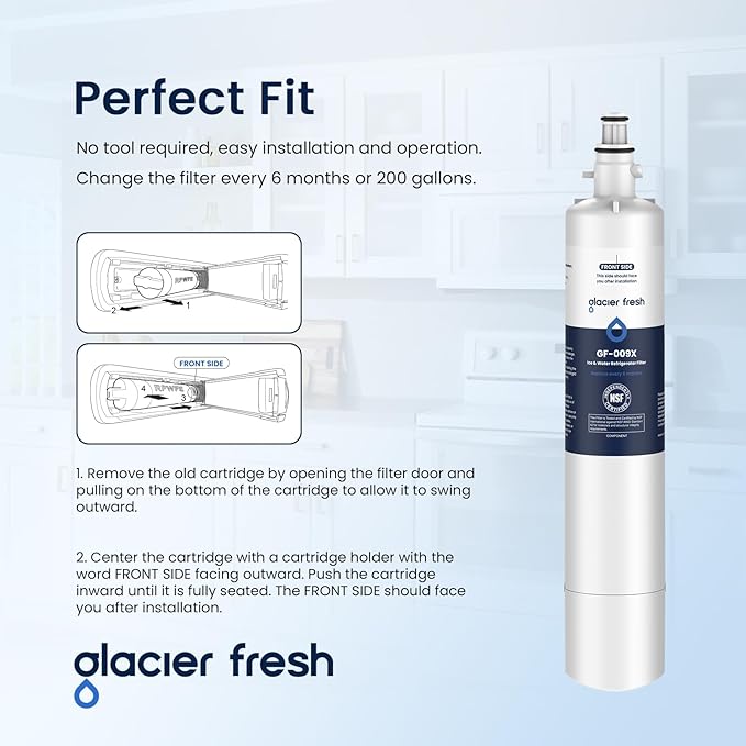 GLACIER FRESH Replacement for RPWFE, RPWF (Built-in CHIP) Refrigerator Water Filter, Compatible with GFE28GYNFS, GFE28GELDS, PFE28KELDS, PFE28KYNFS, GFD28GELDS, PWE23KELDS, PWE23KMKES, 3 Pack