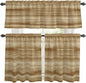 Kitchen Curtains Tiers and Valance Set of 3, Light Brown Wood Grain Light Filtering Window Curtain Set, Western Farmhouse Barn Door Rod Pocket Curtain Drapes for Cafe, Living Room, 36 Inches Tiers