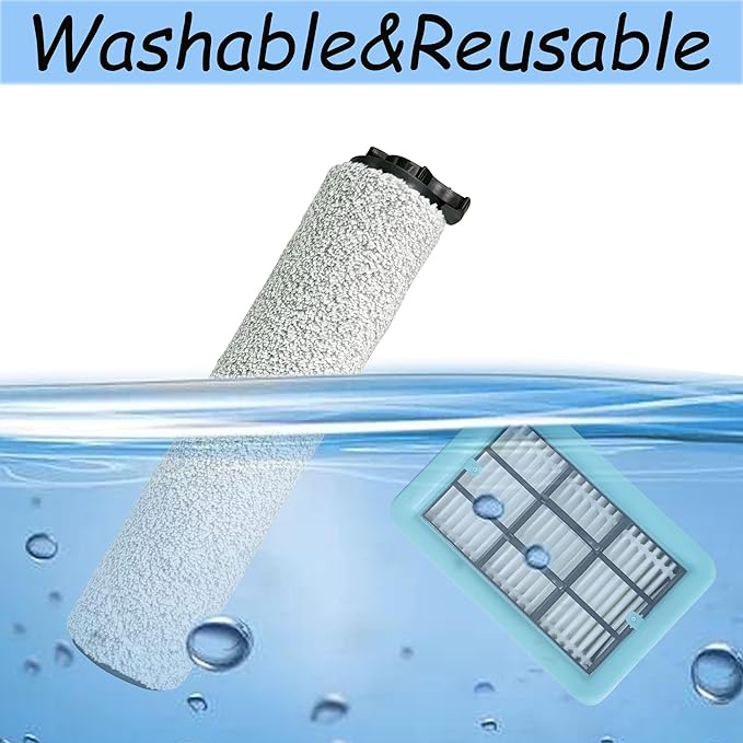 Replacement Brush Rollers and Filters for Bissell CrossWave HF2/3845N/3831 Floor Scrubber Wet-Dry Vacuum Cleaner, 2 Roller Brushs, 2 Filters, 1 Cleaning Brush