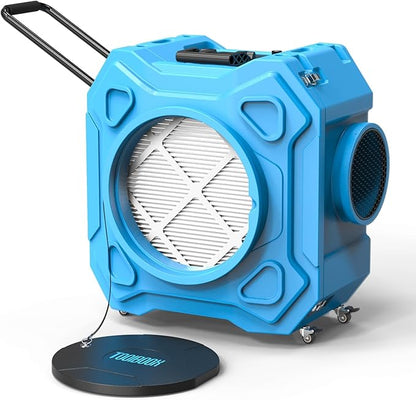 Air Scrubber with 3-Stage Filtration, 650CFM HEPA Air Scrubber Negative Air Machine with Lockable 360° Wheels & Auto-Foldable Handle, Portable Heavy Duty Air Cleaner for Home Industrial Commercial Use