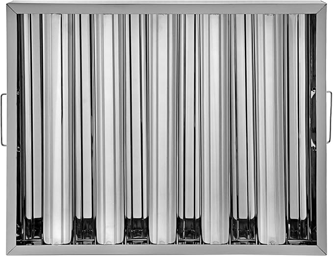 VBENLEM Pack of 6 Hood Filters 19.5W x 15.5H Inch, 430 Stainless Steel 5 Grooves Commercial Hood Filters, Range Hood Filter for Grease Rated Commercial Kitchen Exhaust Hoods