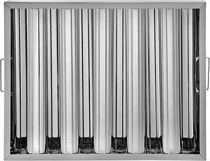 VBENLEM Pack of 6 Hood Filters 19.5W x 15.5H Inch, 430 Stainless Steel 5 Grooves Commercial Hood Filters, Range Hood Filter for Grease Rated Commercial Kitchen Exhaust Hoods