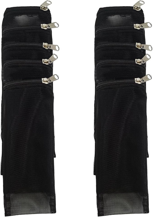 10 Pcs 3" x 8" Aquarium Filter Media Bags, Fish Tank Media Mesh Filter Net Bags for Activated Carbon, Ceramic Rings, Small Aquarium Ceramics Pouch Reusable Bags with Zipper, Black.
