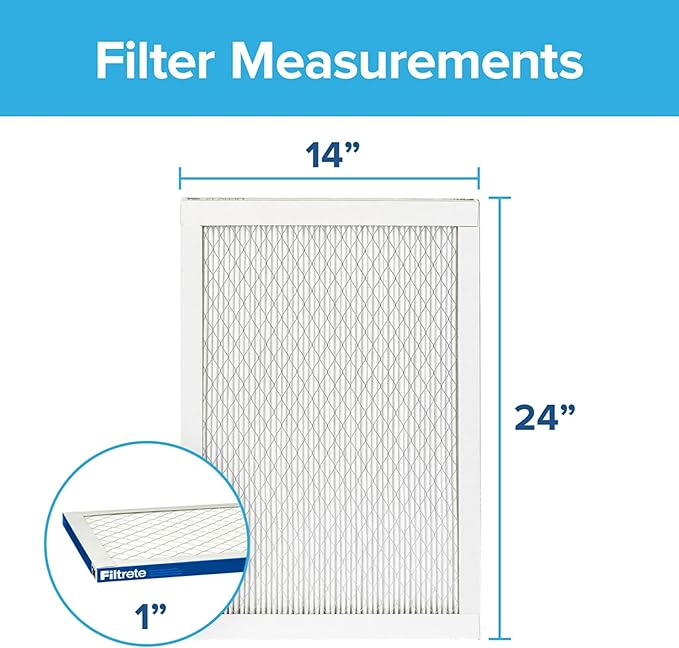 Filtrete 14x24x1 AC Furnace Air Filter, MERV 13, MPR 2200, Elite Allergen, Bacteria & Virus Filter, 3-Month Pleated 1-Inch Electrostatic Air Cleaning Filter, 2-Pack (Actual Size 14.375x23.84x0.783 in)
