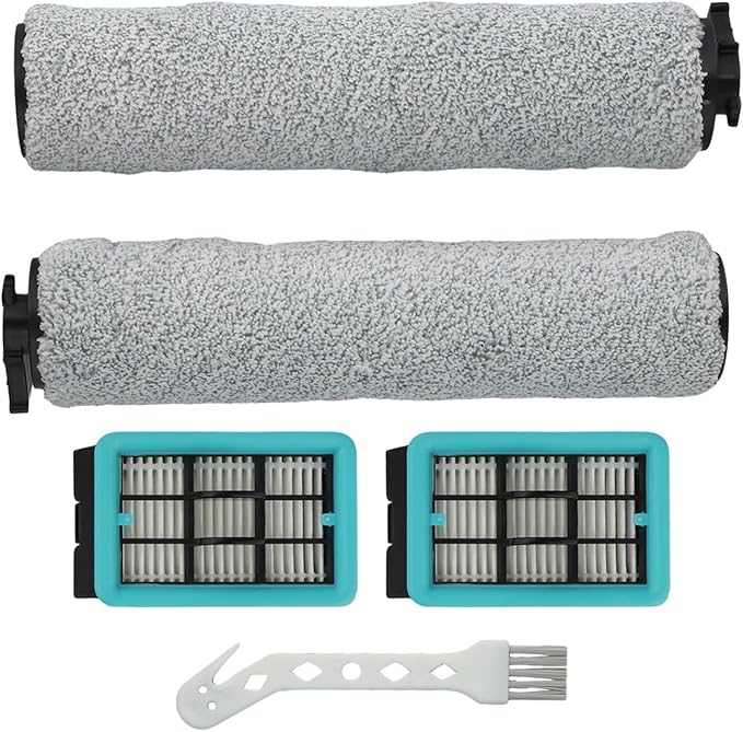 Replacement Brush Roller And Filters For Bissell For CrossWave 3831 HF2 3845 3847 3848 Floor Scrubber Wet and Dry Vacuum Cleaner Accessories, 2 Roller brush + 2 Filters + 1 Cleaning brush