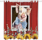Pig Sunflowers Living Room Curtains 96 Inch Length, Window Curtains Tab Top, Eucalyptus Leaves Floral Bees Red Barn Light Filtering Window Treatments Drapes 52"x96" 2 Panel