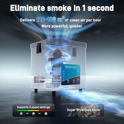 FumeClear FC2001A Solder Fume Extractor, 120 to 180m³/h Strong Suction, 3-speed Adjustment, Low Noise High Efficiency Fume Removal, For 110V to 220V Wide Voltage Suitable for Desktop Soldering Iron