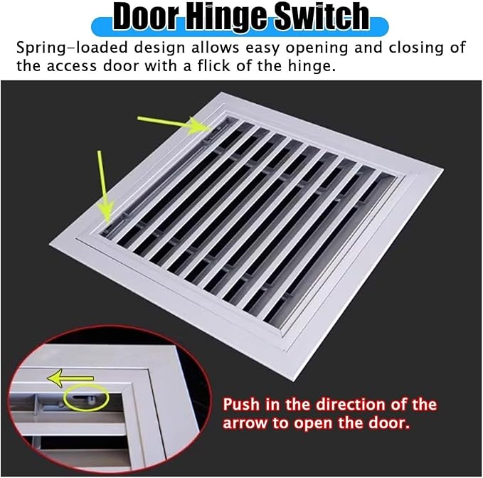 White Access Panel Air Grille Vent Cover, Square Vents Registers, Air Return Vent Cover, Flat Vent Cover, Return Air Grilles, Plumbing Access Panel(250x250 mm/9.8x9.8 in)