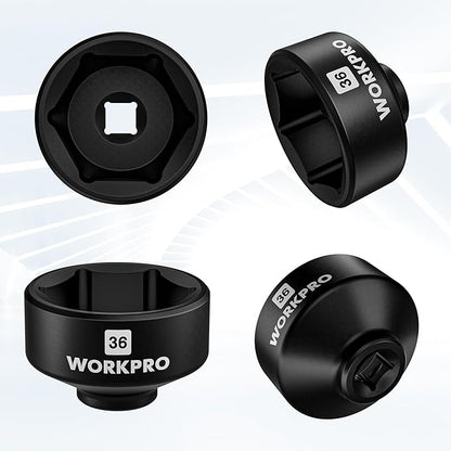 WORKPRO 24-38mm (6-Piece) Oil Filter Socket Wrench, Oil Filter Removal Tool, Oil Filter Change Set, Ideal for Some Ford F250, BMW, Mini, Volvo, Audi, VW, Porsche Vehicles