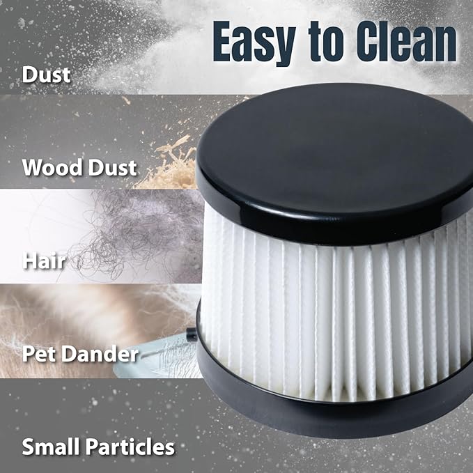 POWERTEC DCV5011H HEPA Filters for DeWalt DCV501HB 20V Cordless Handheld Vacuum 4 Pack, Cartridge Filter for DeWalt Vacuums (75122-P4)