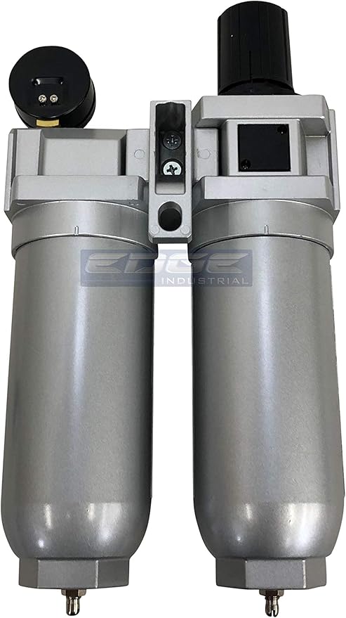 SUPER HEAVY DUTY HIGH FLOW AIR FILTRATION SYSTEM, 2 STAGE PARTICULATE FILTER PLUS OIL REMOVING COALESCING FILTER COMBINATION (1" NPT, MANUAL DRAIN)