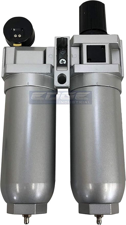 SUPER HEAVY DUTY HIGH FLOW AIR FILTRATION SYSTEM, 2 STAGE PARTICULATE FILTER PLUS OIL REMOVING COALESCING FILTER COMBINATION (1" NPT, MANUAL DRAIN)