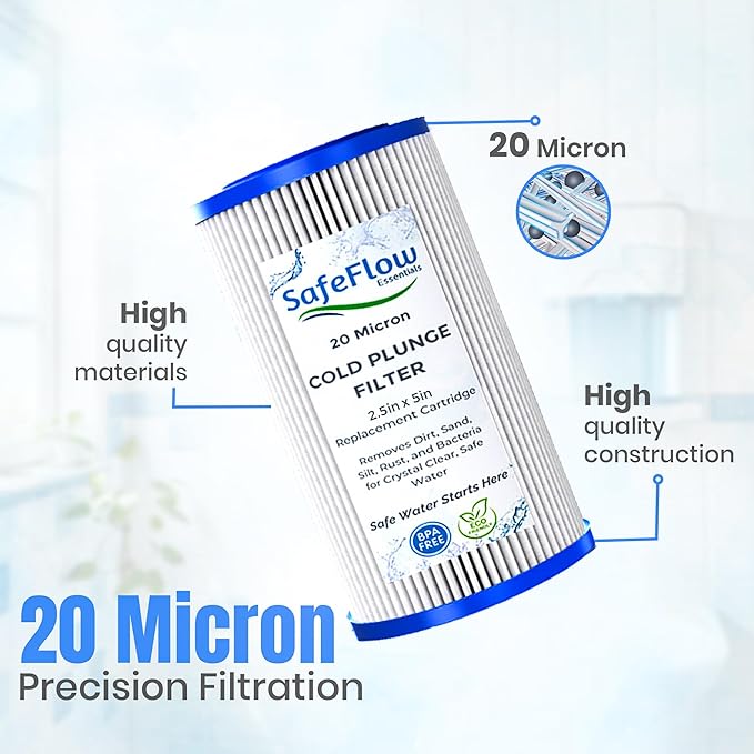 5" x 2.5" Cold Plunge Filter 20 Micron – Fits The Pod Ice Cold Plunge Water Chiller, Cold Plunge Filters, and Under Kitchen Sink Systems (8)