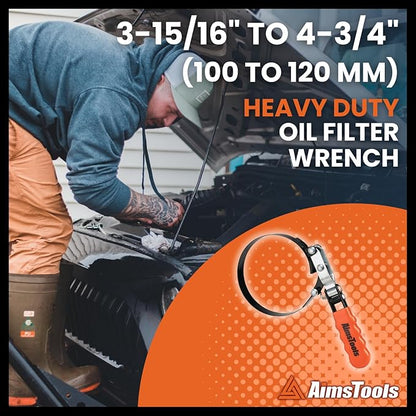 3005 Automotive Universal Oil Filter Swivel Removal Wrench - 3 15/16 Inches to 4 3/4 Inches (100mm to 120mm) for Car Repair Tools