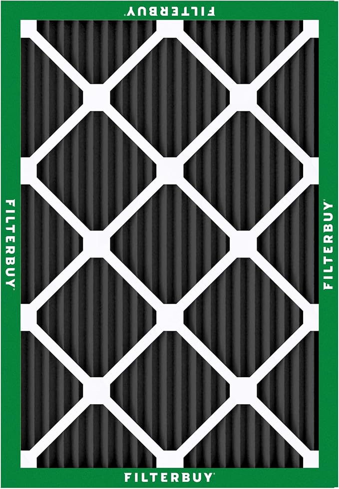 Filterbuy 15x20x1 Air Filter MERV 10 Odor & Allergy Defense with Activated Carbon (3-Pack), Electrostatic Pleated HVAC AC Furnace Filters Replacement, Made in USA (Actual Size: 14.50 x 19.50 x 0.75)