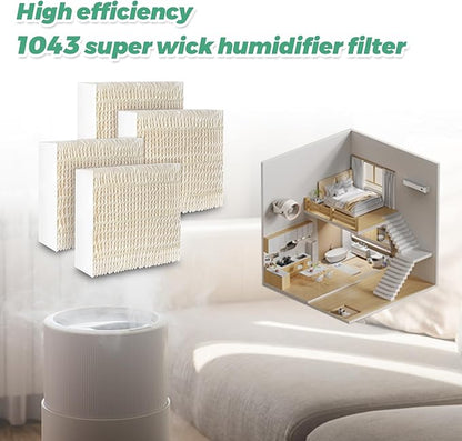 Techecook 1043 Super Humidifier Wick Filters (4 Pack) Replacement for Essick AirCare Evaporative Humidifiers EP9500 EP9700 EP9800 831000 821000 826000 826800 and Bemis Space Saver 800 8000 Series
