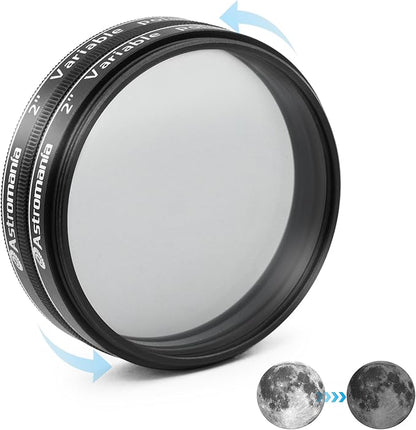 Astromania Telescope Filter, 2 Inch Variable Grey Polarizing Filter, Variable Polarizing Moon Filter for Astronomical Telescope & Eyepiece, Telescope Accessory with Adjustable 1-40% Light Transmission