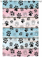 Sheer Curtains 63 Inch Length, Blue Pink Dog Paws Prints Semi Sheer Curtains Light Filtering Window Treatment, Farmhouse Beige Wood Privacy Voile Drapes for Living Room Bedroom 52x63 Inch