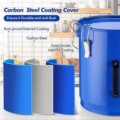 6 Gal Fryer Grease Bucket Fryer Oil Transport Bucket with Lid Steel Oil Disposal Caddy with Anti-rust Coating, Handle, Lock Clips for Transport Cooking Filtering