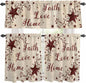 Kitchen Curtains Tiers and Valance Set of 3, Vintage Country Light Filtering Window Curtain Set, Vintage Rustic Texas Stars Plants Branch Rod Pocket Curtain Drapes for Living Room, 36 Inches Tiers