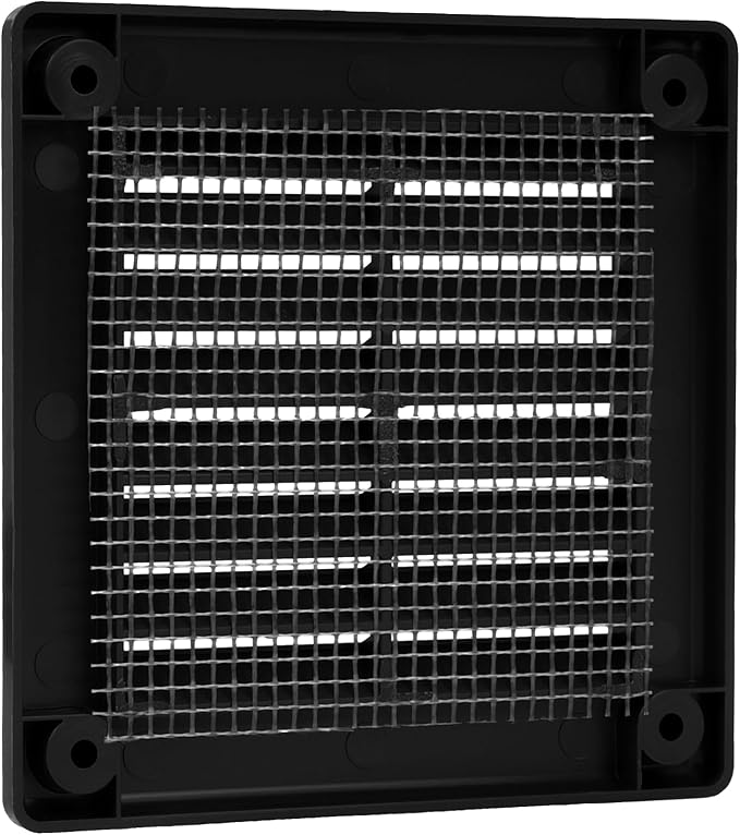 Vent Systems 3" x 3" Inch (Opening Dimensions) - Pack of 5 - Plastic Black Soffit Vent Cover - Flat Square Air Vent Grille - Air Vent Deflector - HVAC 4" x 4" Inch (Overall Dimensions)