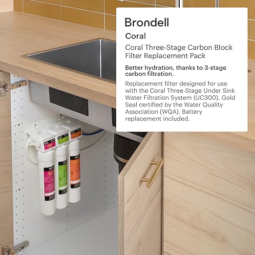 Brondell H2O+ Coral UC300 Three-Stage Undercounter Water Filtration System (UF-35 Replacement Filters)